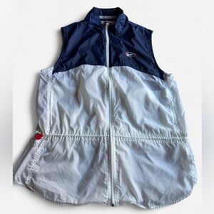 Vintage Nike Navy and White Zip-Up Vest
